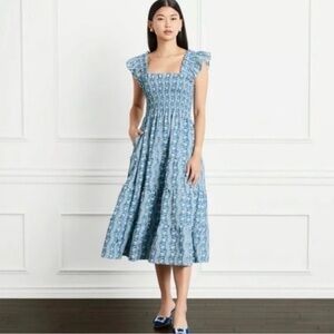 Hill House Crepe Ellis Nap Dress Trailing Vine Blue Crepe